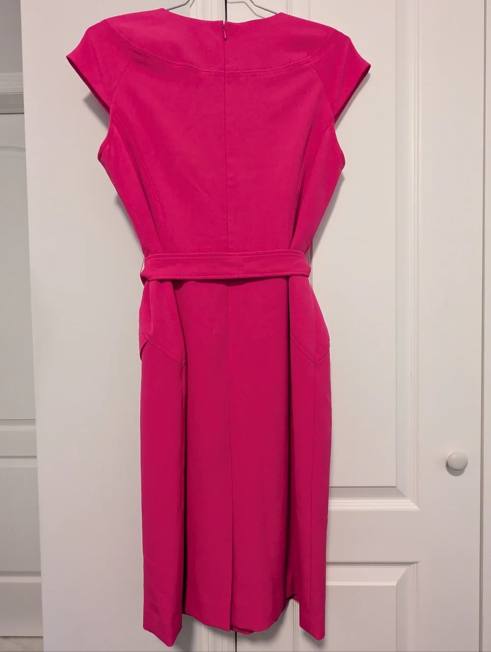 Bright Fuchsia Belted Sheath Dress